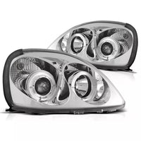 Fari Angel Eyes LED cromati per Toyota Yaris 1999 al 2003
