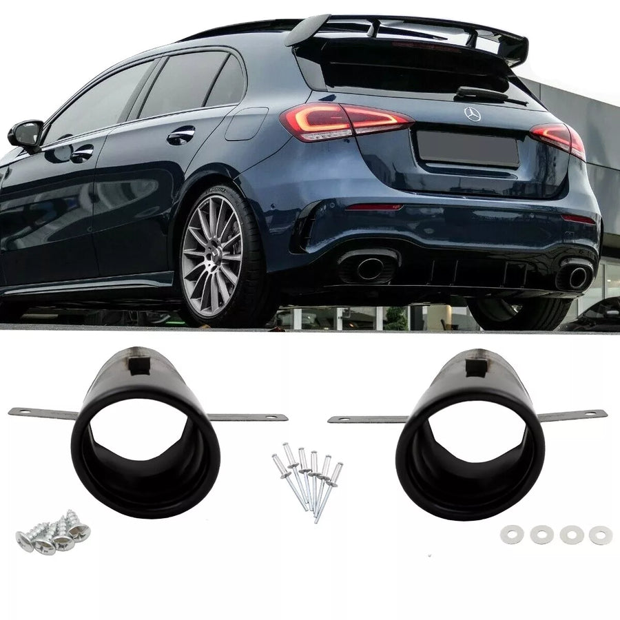 SET MASCHERINE SCARICO SportIVE nere per Mercedes W177 Hatchback non A35 AMG