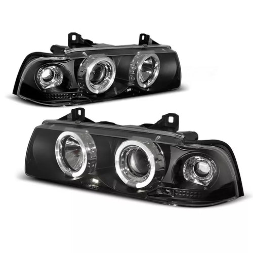 Fari Angel Eyes LED Nero per BMW Serie 3 E36 Coupe/Cabrio 90-99