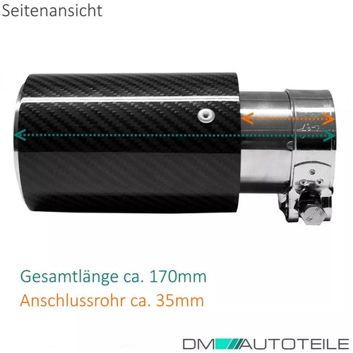 4 pannelli di scarico 90 mm terminali carbonio Lucido per modelli BMW