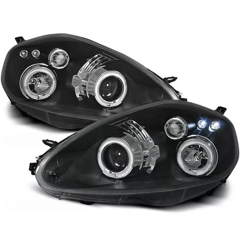Fari Angel Eyes LED Nero per Fiat Grande Punto 2005 al 2008