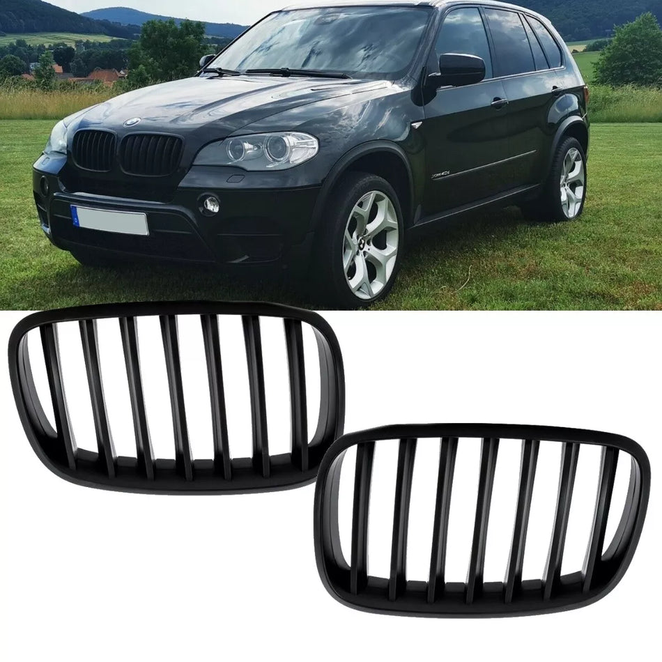 SET Griglia Nero Opaco per BMW X5 E70 06-13 + X6 E71 E72 08-15