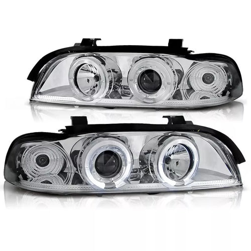 Fari CCFL Angel Eyes cromati alogeni per BMW Serie 5 E39 95-04