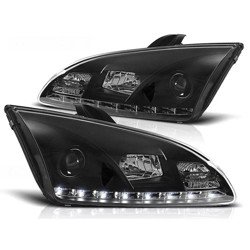 Fari Luce Diurna LED Neri per Ford Focus 2 04-08