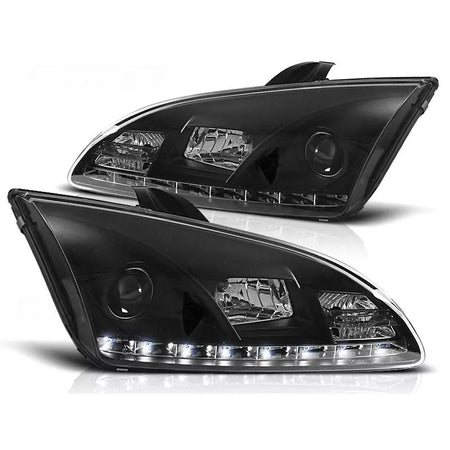 Fari Luce Diurna LED Neri per Ford Focus 2 04-08