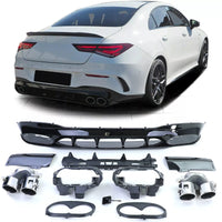 Diffusore posteriore Nero + terminali cromati, per Mercedes CLA C118 X118