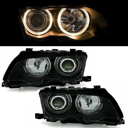 Fari Angel Eyes neri Touring per BMW Serie 3 E46 lifting