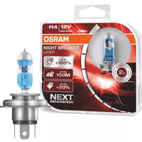 2 socket OSRAM Night Breaker® LASER NEXT GENERATION H4 +150% vista in più DuoBox