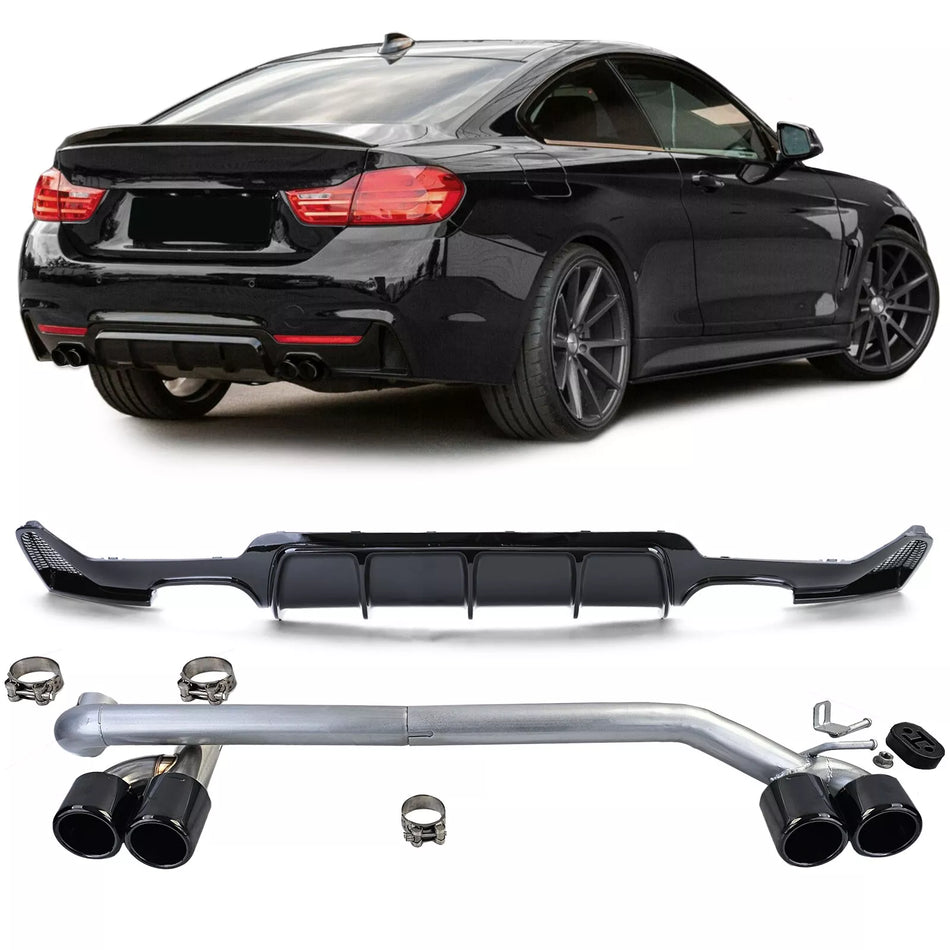 Diffusore posteriore lucido + terminale look per BMW F32 F33 F36 425 428 430
