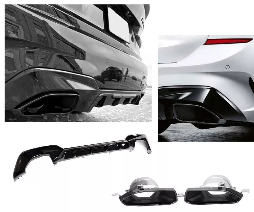 DIFFUSORE + MASCHERINE SCARICO NERO per BMW SERIE 3 M340i G20