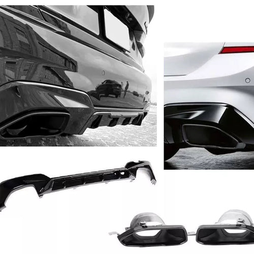 DIFFUSORE + MASCHERINE SCARICO NERO per BMW SERIE 3 M340i G20