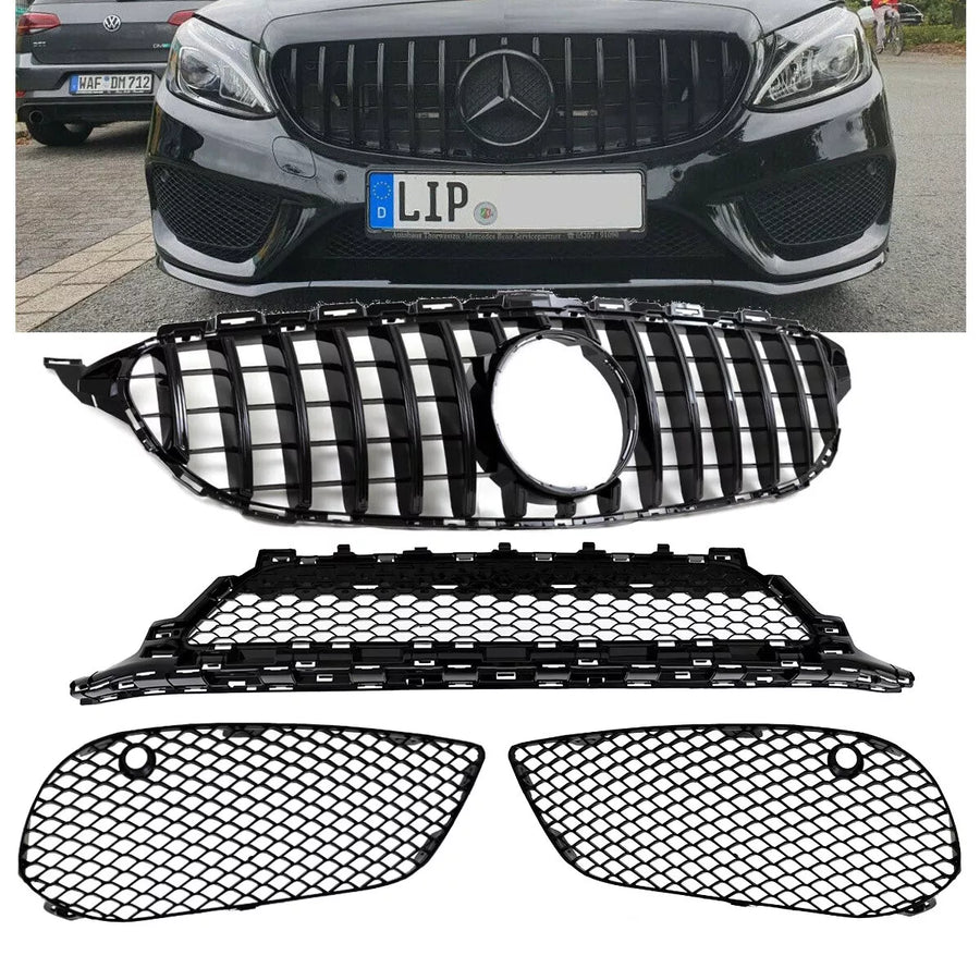 Griglia nera lucida per Mercedes W205 S205 14-18 AMG Panamericana