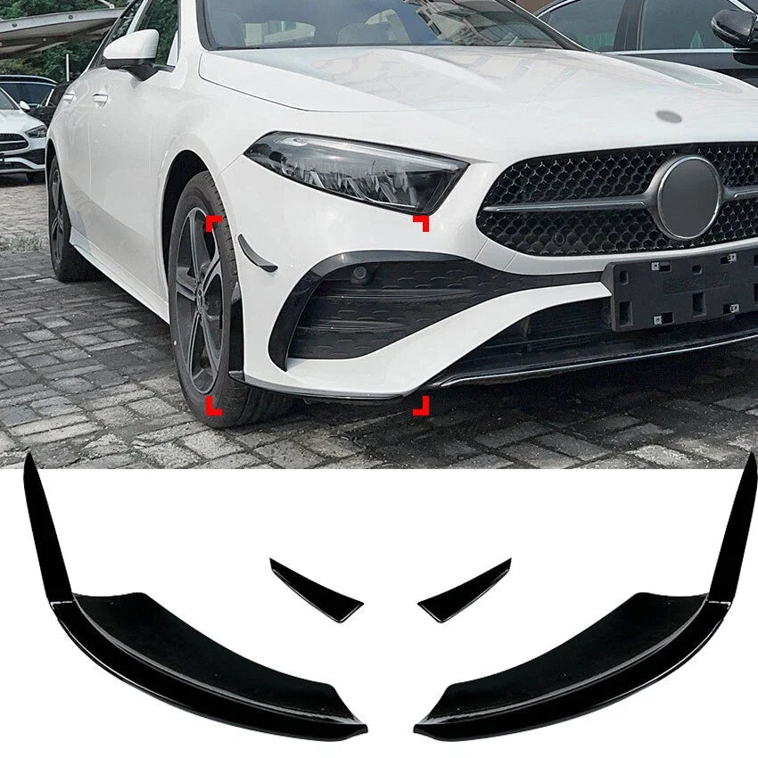AERO FLAPS SPLITTER NERO anteriore per Mercedes W177 Classe A cura del modello