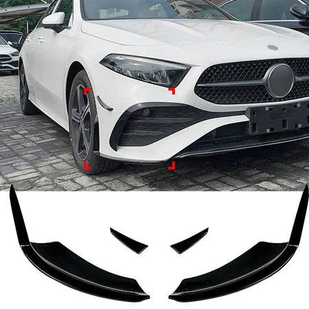 AERO FLAPS SPLITTER NERO anteriore per Mercedes W177 Classe A cura del modello