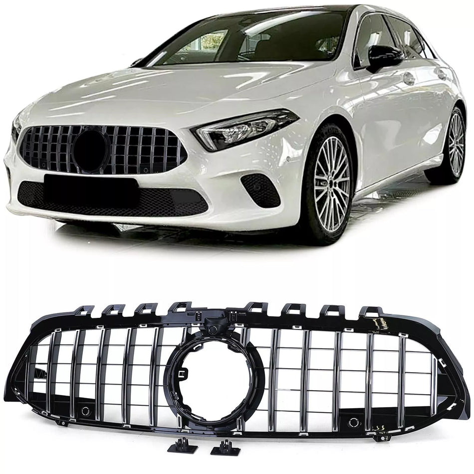 Griglia radiatore sportiva Nero cromo per Mercedes Classe A W177 V177 dal 18