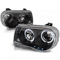 Fari Angel Eyes LED Nero per Chrysler 300C 2005-2010
