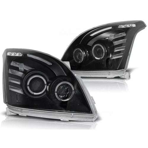 Fari Angel Eyes LED Nero per Toyota Land Cruiser 120 03-09