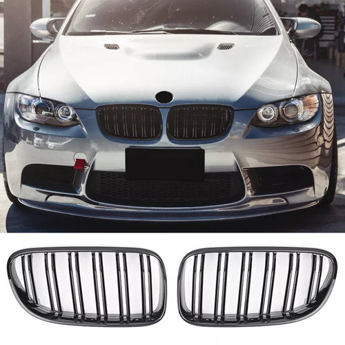 per BMW SERIE 3 E92 E93 10-13 SPORT GRILL DOPPIO PONTE NERO LUCIDO