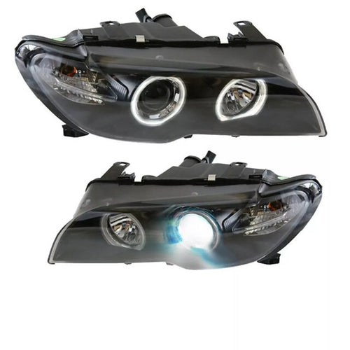 Fari FACELIFT CCFL Angel Eyes Nero per BMW E46 Coupe Cabrio 03>