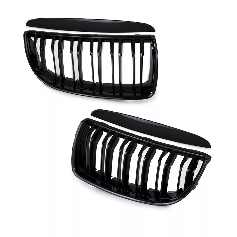 SET Griglia Doppio Ponte per BMW Serie 3 E90 E91 05-08 Nero Lucido