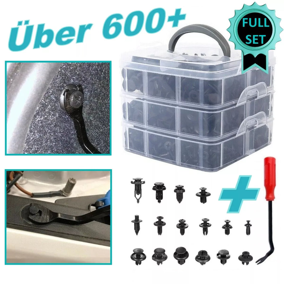 XXL Box Fissaggio Rivetto Clip Perni Auto Paraurti Universale Kit Riparazione
