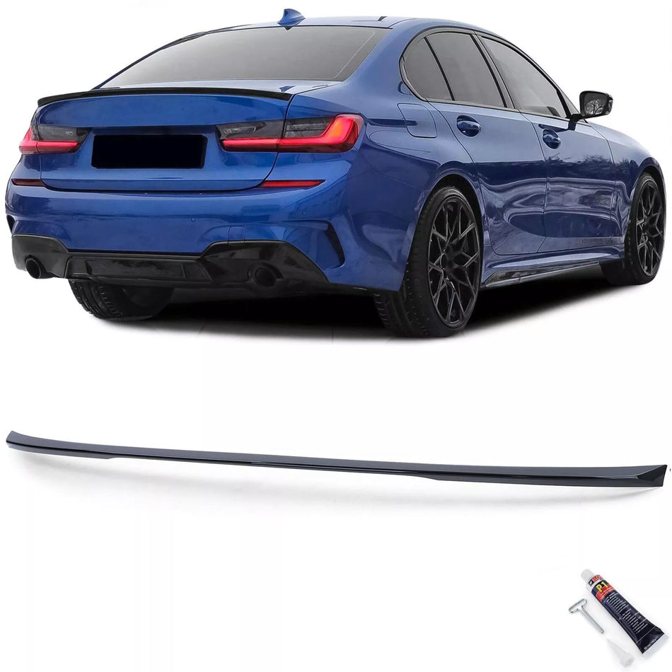 Spoiler posteriore labbro, performance Nero + ABE, per BMW Serie 3 G20 berlina