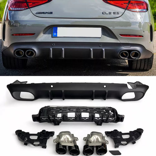 Diffusore + Terminali di Scarico 2X2 (NERO) per MERCEDES X257 C257 CLS