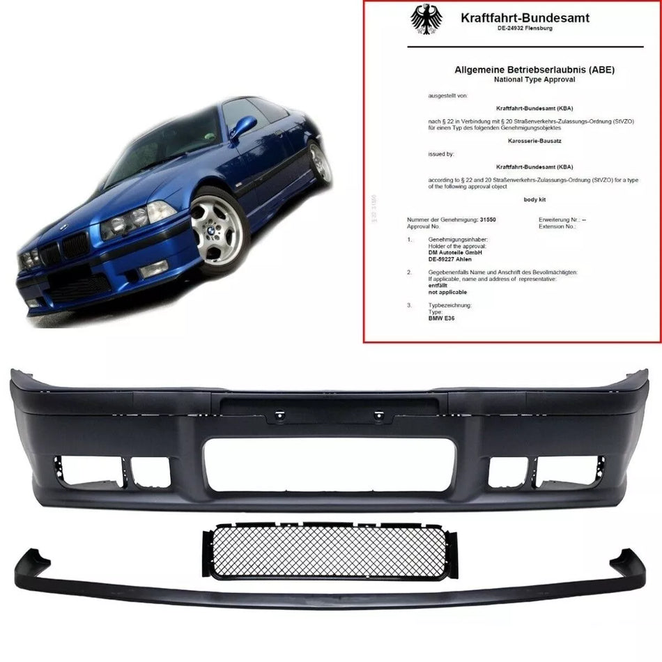 Paraurti anteriore VERNICIATO 668 Nero + lama GT per BMW Serie 3 E36 M3 M-Sport