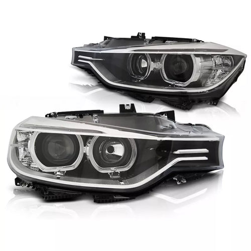 Fari con LED Angel Eyes per BMW Serie 3 F30/F31 2011-2015 Nero
