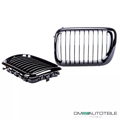 Griglia set Nero Lucido barra singola per BMW Serie 3 E36 lifting 1996