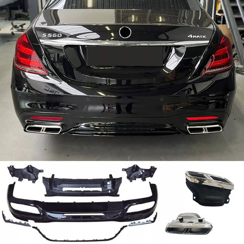 Diffusore + Terminali di Scarico (CROMO) per MERCEDES S-KL. W222 Facelift