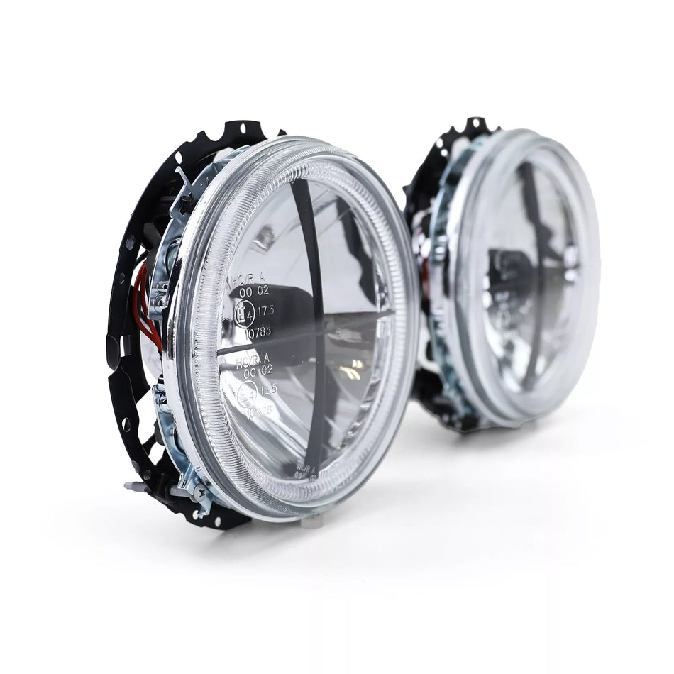 Fari vetro trasparente Angel Eyes + mirino nero per VW Golf 1 + Cabrio