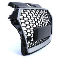 Griglia Sport a nido d'ape nera lucida argento per Audi A3 8V 16-20 senza ACC