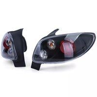 Fanali posteriori trasparenti nero, per Peugeot 206 3+5 porte 98-09