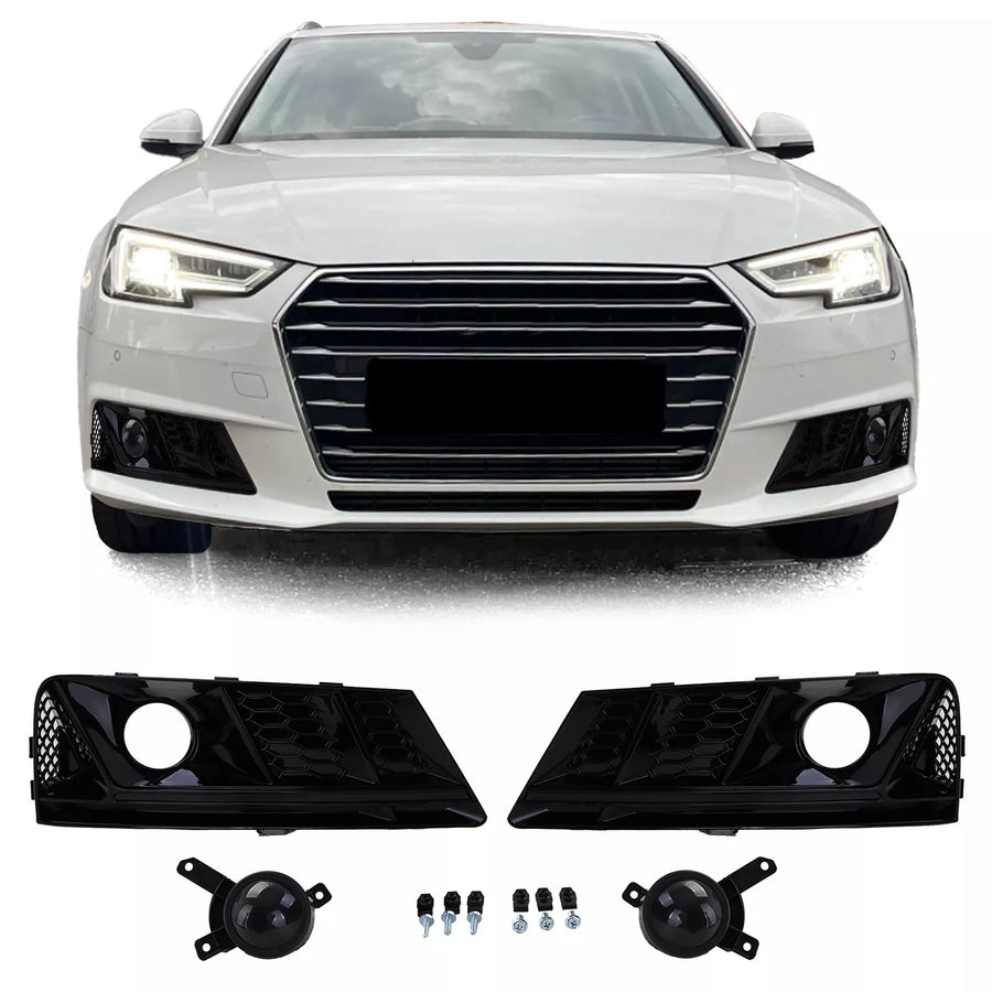 Griglia a nido d'ape mascherine paraurti lucido per Audi A4 B9 15-19