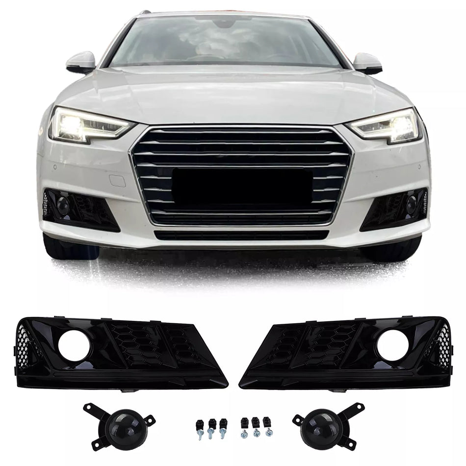 Griglia a nido d'ape mascherine paraurti lucido per Audi A4 B9 15-19