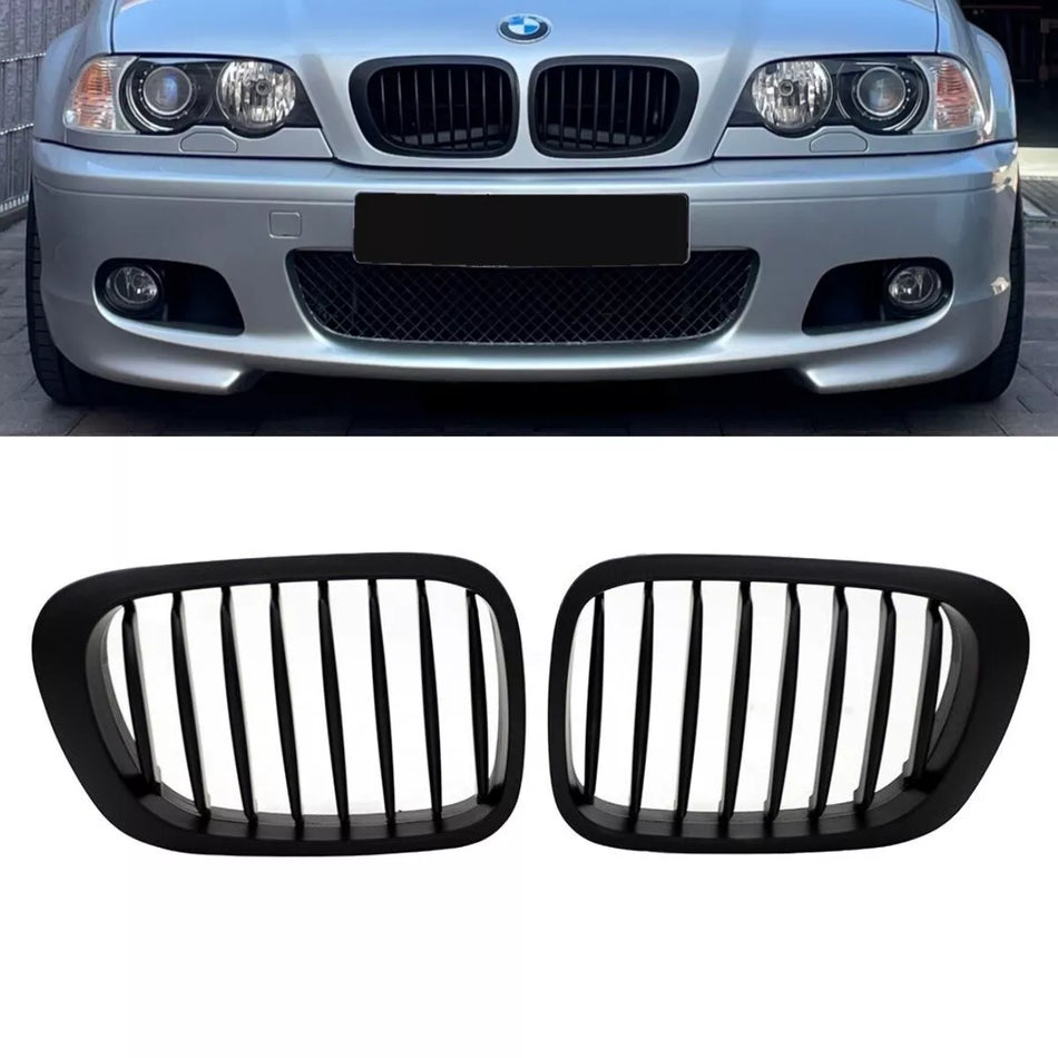 2x Griglia Nero Opaco set per BMW Serie 3 E46 Coupe Cabrio 99-03 Sport