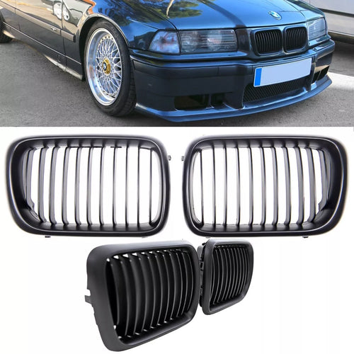 Set Griglia nera opaca barra singola per BMW Serie 3 E36 lifting 96-99