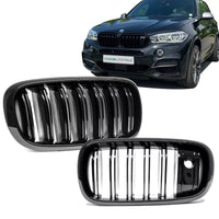 Set doppia barra Griglia Nero Lucido per BMW X5 F15 X6 F16 con fotocamera