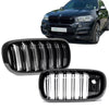 Set doppia barra Griglia Nero Lucido per BMW X5 F15 X6 F16 con fotocamera