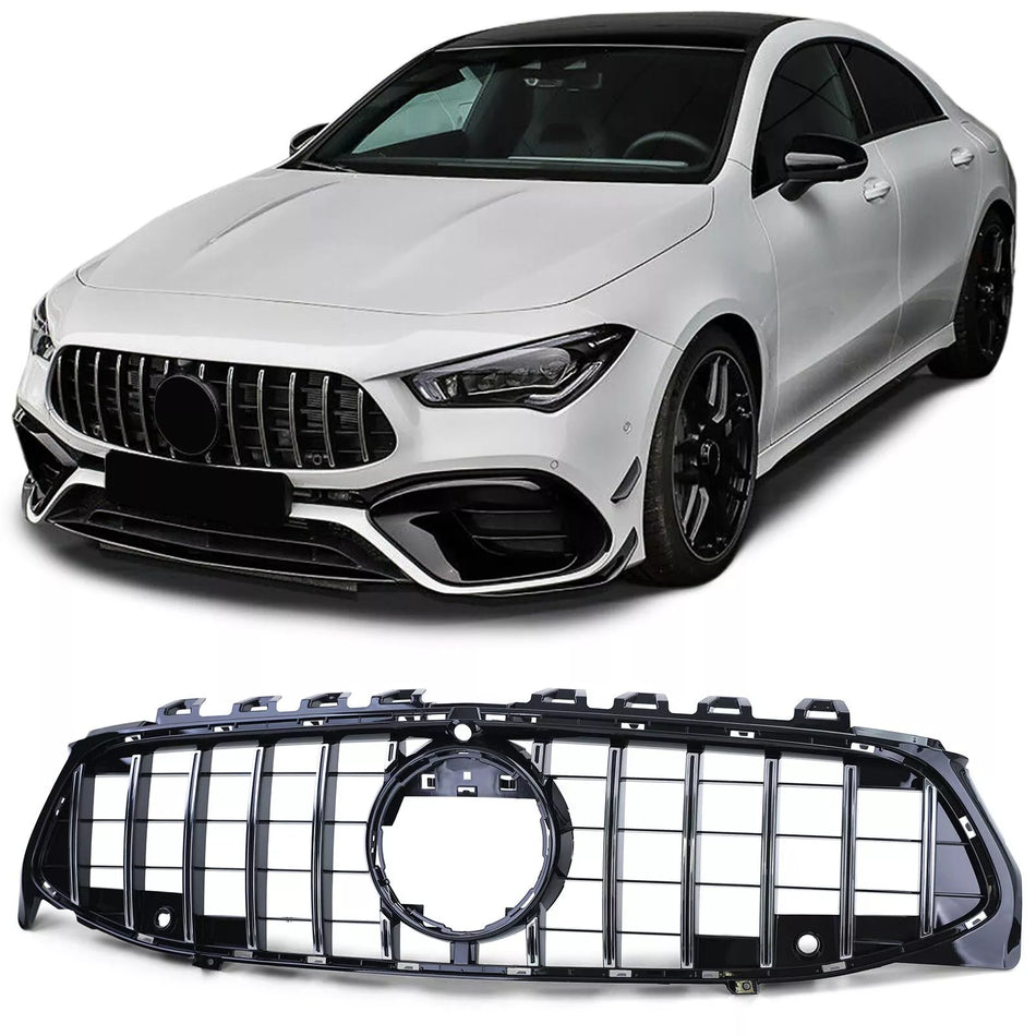 Griglia radiatore sportiva nero lucido cromo per Mercedes CLA C118 X118 dal 19