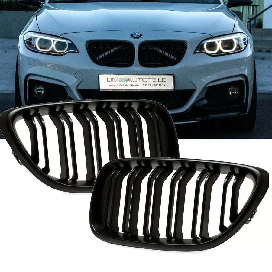Set Griglia Nero Opaco doppia barra per BMW Serie 2 F22 F23 235 240 M2