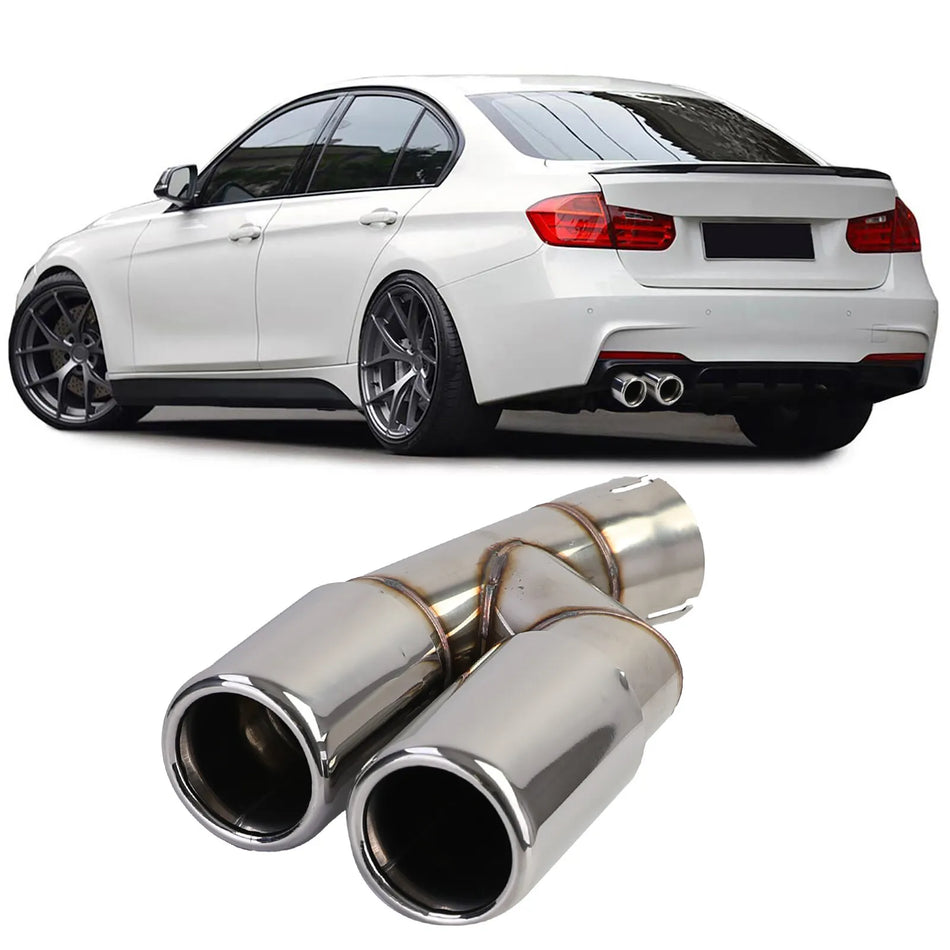 Terminale di Scarico Doppio Tubo Cromato per BMW Serie 3 F30 F31 316 318 320