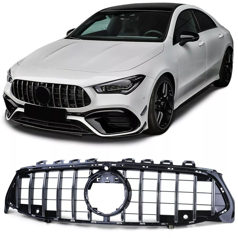 Griglia radiatore sportiva nero lucido cromo, per Mercedes CLA C118 X118 dal 19