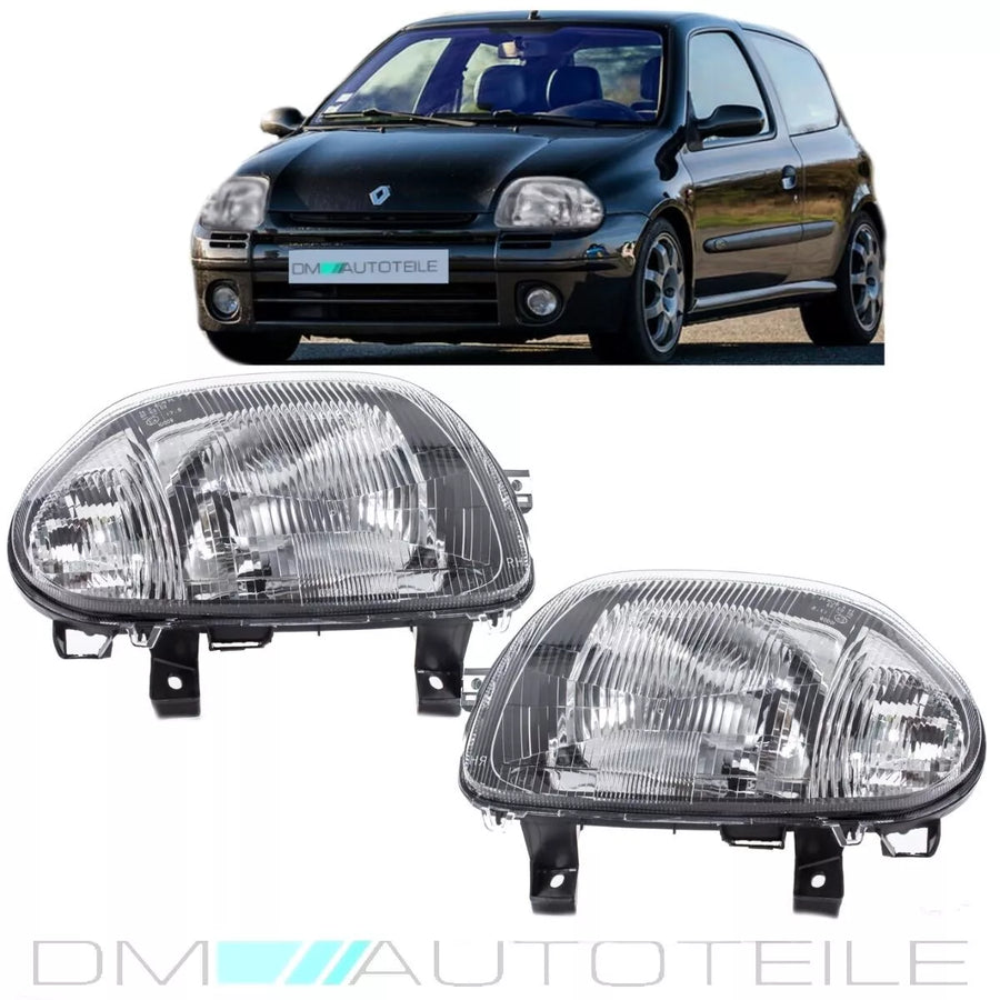 Kit fari Renault Clio II 1998-2001 destro sinistro H4 cromato Nero fase 1