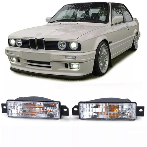 Frecce in trasparente bianche con luce di posizione e lampadine BMW Serie 3 E30