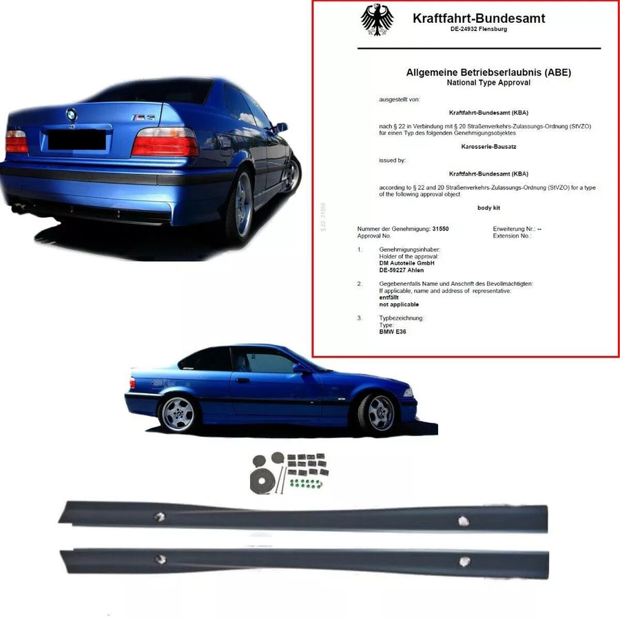 SET minigonne laterali ** + KIT DI MONTAGGIO per BMW E36 tutte anche M M3