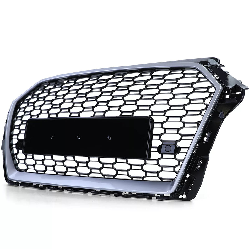 Griglia Sport a nido d'ape nera lucida argento per Audi A3 8V 16-20 senza ACC