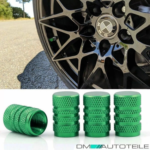 4 Tappi Valvole SET Verde Anodizzato per Valvole Auto Bicicletta Moto Bike