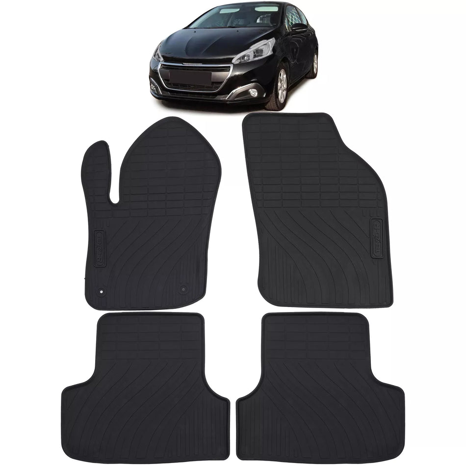 Tappetini auto in gomma neri set premium per Peugeot 208 12-19